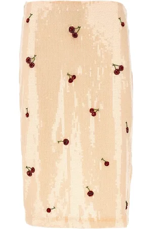 Des Phemmes Gonna in paillettes con ricamo ciliegie