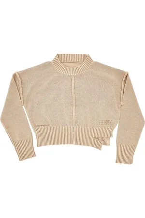 MM6 Pullover in cotone con effetto sdrucito Bambino 8Y