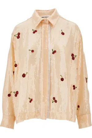 Des Phemmes Camicia in paillettes con ricamo ciliegie