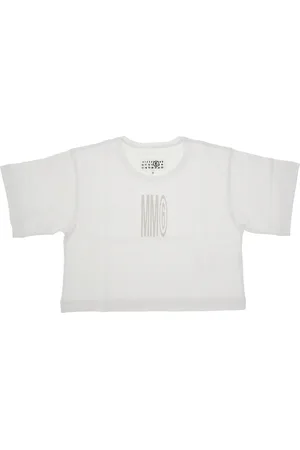 MM6 T-shirt cropped con stampa logo Bambino 14Y