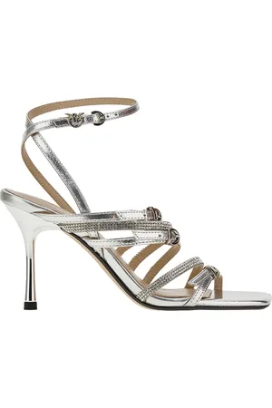 Pinko Sandali in nappa metallizzata con strass
