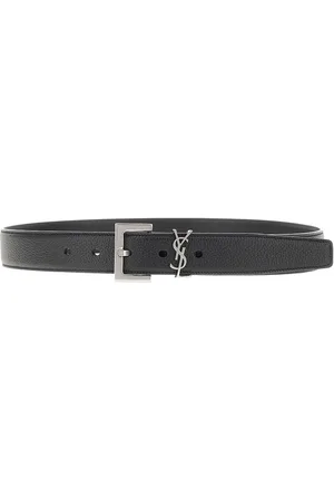 Saint Laurent Cintura in pelle con dettaglio Cassandre Uomo 80