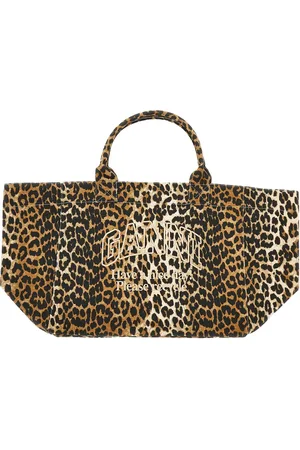 Ganni Tote bag XXL in tela leopardata