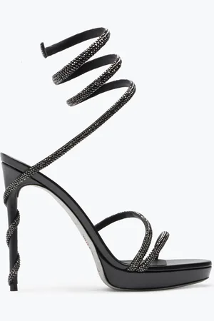 RENE CAOVILLA Sandalo Con Plateau Margot Nero Con Cristalli 120