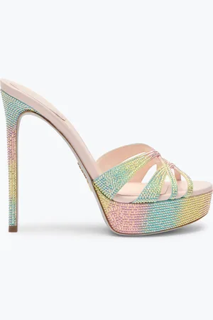 RENE CAOVILLA Sandalo Slider Con Plateau Dania Multicolor 130