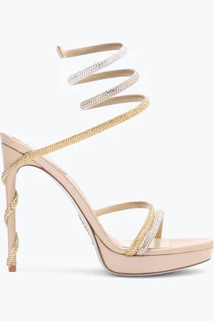 RENE CAOVILLA Sandalo Con Plateau Margot Con Cristalli E Argento 120