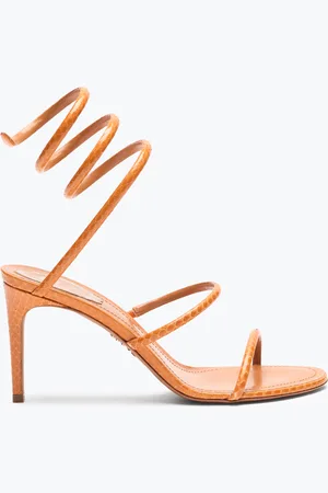 RENE CAOVILLA Sandalo Cleo In Pelle Di Serpente Ayers Cognac 80