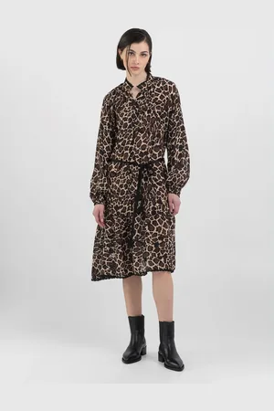 Replay Abito Chemisier Midi Animalier