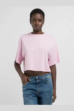 Replay T-shirt Cropped In Jersey Con Ricamo