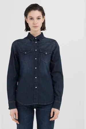 Replay Camicia Western Slim Fit In Denim Scuro