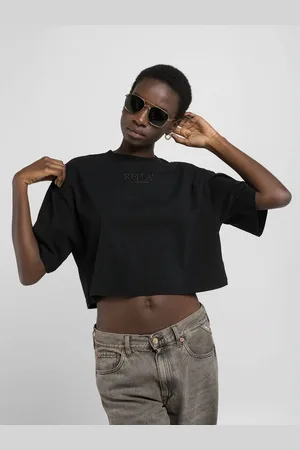 Replay T-shirt Cropped In Jersey Con Ricamo