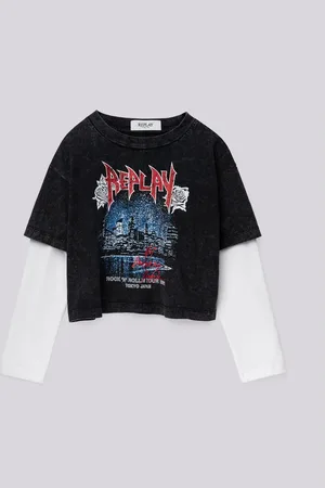 Replay T-shirt Cropped Doppia Manica