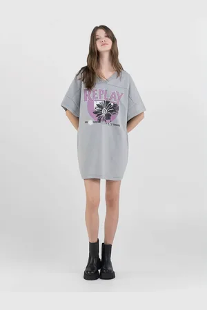 Replay Vestito Mini Oversize Con Stampa