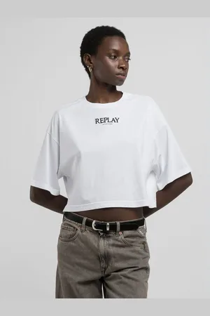 Replay T-shirt Cropped In Jersey Con Ricamo