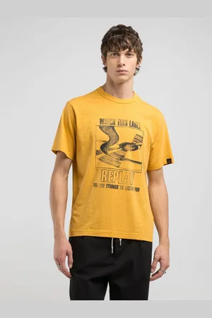 Replay T-shirt In Jersey Fiammato Con Stampa