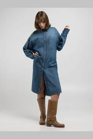 Replay Abito Chemisier Midi In Denim
