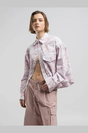 Replay Camicia In Twill Stretch Con Stampa