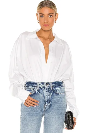 Norma Kamali Oversized Boyfriend Shirt Bodysuit in