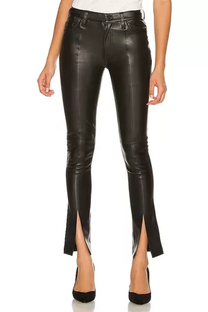 Hudson Donna Chinos - Barbara Faux Leather High Waist Straight Ankle in - Black. Size 23 (also in XS, 24, 25, 26, 27, 28, 29, 30, 31, S, M, L).