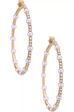 Ettika Mini Pearl Hoop Earring in - Metallic . Size all.