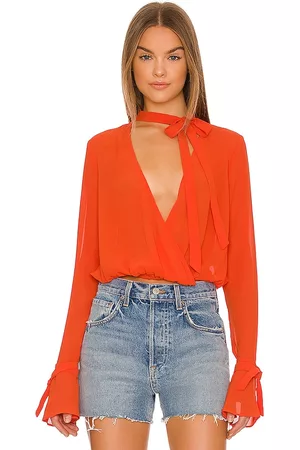 House of Harlow Donna Bluse - X REVOLVE Joli Tie Cuff Blouse in - Red. Size L (also in XS, S, M, XXS, XL).
