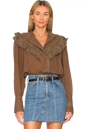 Free People Hit The Road Blouse in - Brown. Size S (also in XS).