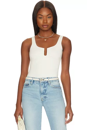 GOOD AMERICAN Good Touch U Ring Ruched Bodysuit in