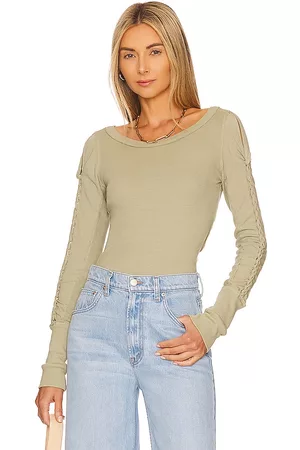 Free People Donna Camicie - Daisy Chain Cuff Top in - Olive. Size M (also in XS).