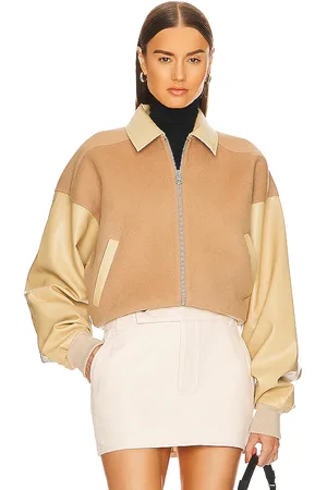 Helsa Faux Leather & Wool Blend Bomber in