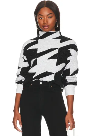 Central Park West Blanche Houndstooth Mock Neck in