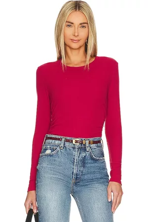 Bobi Shirred Side Top in - Red. Size L (also in M, S, XS).