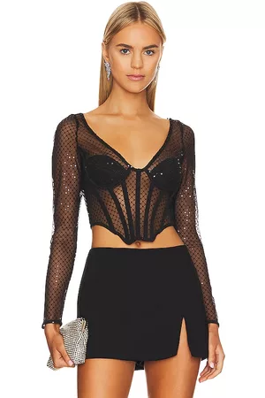 Bardot Sequin Mesh Corset Top in