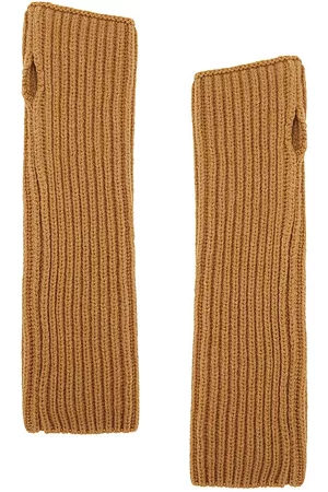OFF-WHITE Helvet Wool Knit Half Gloves in - Tan. Size all.