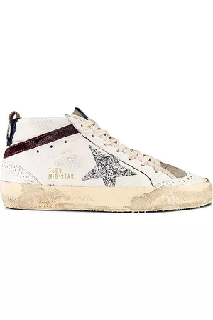 Golden Goose Mid Star Sneaker in White Silver Wine & Medieval