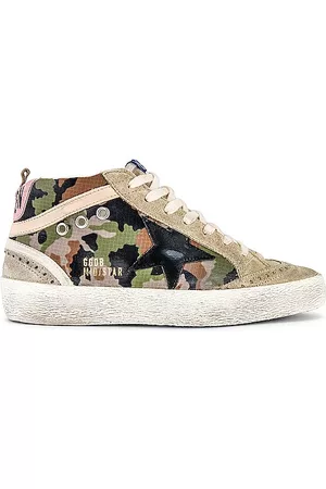 Golden Goose Mid Star Sneaker in Green Camoflage Taupe Black Beige & Antique Pink