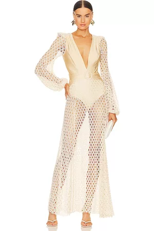 PATBO Donna Vestiti lunghi - Monstera Crochet Plunge Maxi Dress in - Cream. Size S (also in XL).