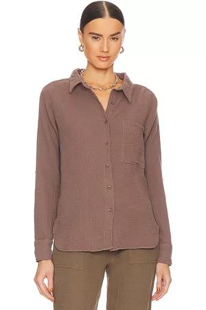 Bobi Button Up Shirt in - Brown. Size L (also in M, S, XL, XS).