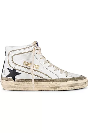 Golden Goose Slide Sneaker in White Yellow Black & Taupe
