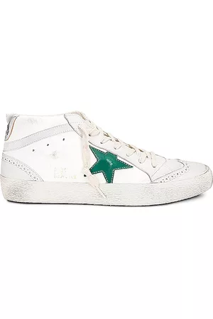 Golden Goose Mid Star Sneaker in Cream Milky Green White & Silver