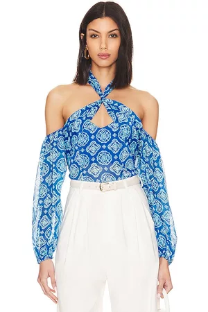 House of Harlow Donna Bluse - X REVOLVE Arnella Blouse in - Blue. Size L (also in M, S, XL, XS, XXS).