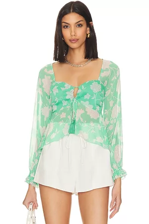 House of Harlow Donna Bluse - X REVOLVE Tanya Blouse in - Green. Size L (also in XXS, XS, S, M, XL).