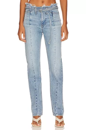 GRLFRND Adriana Belted Frayed Waist Slim Straight in