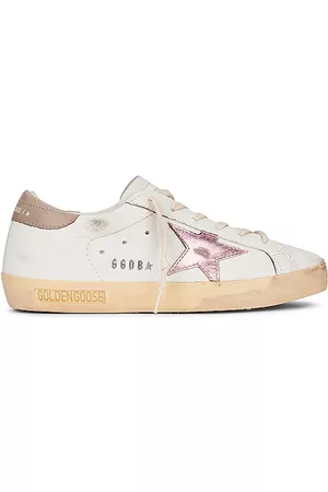 Golden Goose Super-Star Sneaker in White, Antique Pink, & Grey in White Antique Pink Grey