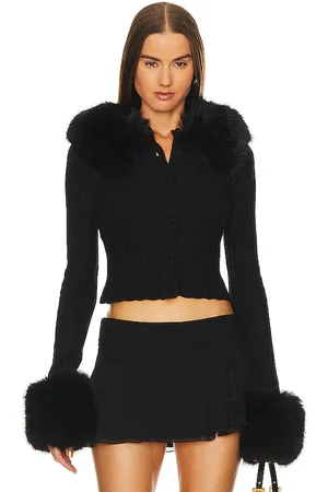 DANIELLE GUIZIO Heart Pointelle Cardigan in