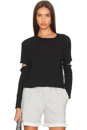 Bobi Elbow Cut Long Sleeve Top in