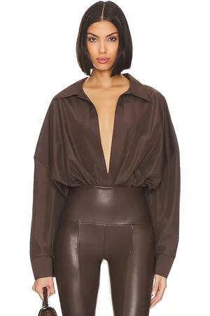 Norma Kamali Oversized Boyfriend Shirt Bodysuit in