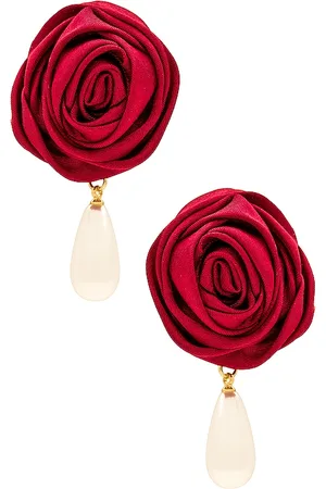 petit moments Rosette Pearl Drop Earrings in