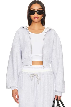 Alexander Wang Cropped Zip Up Hoodie in