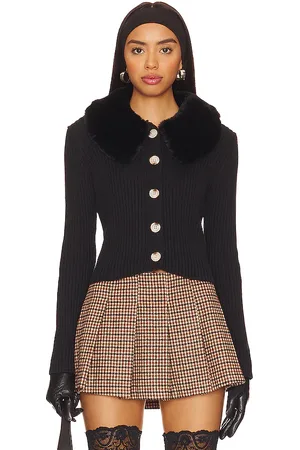 Central Park West Delilah Faux Fur Collar Cardigan in