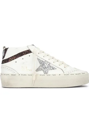 Golden Goose Hi Mid Star Sneaker in White Silver & Brown